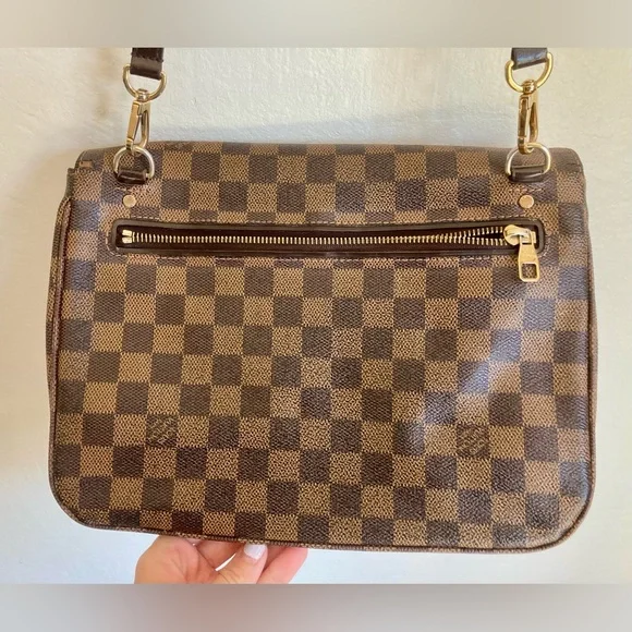 Authentic LOUIS VUITTON Damier Ebene Hoxton GM Shoulder Bag Brown (Made in USA) - Picture 2 of 16